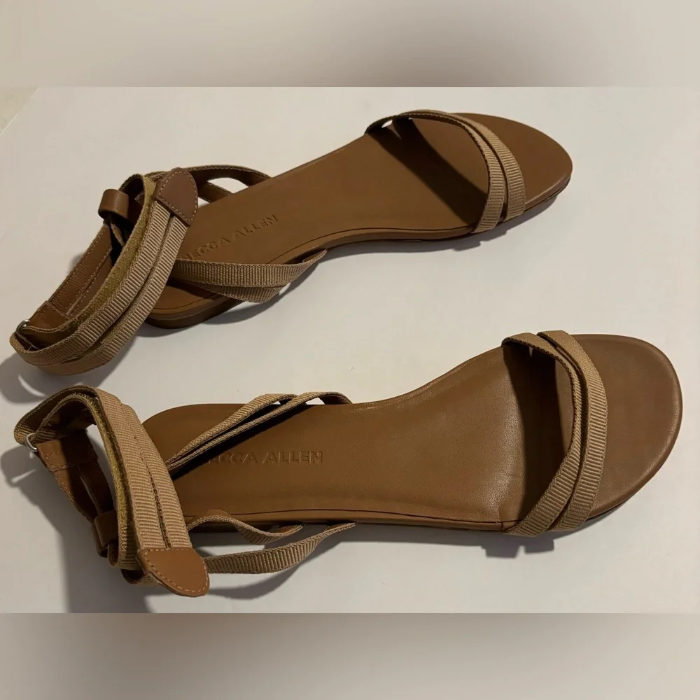 Rebecca Allen Women The Flat Two Strap Tan Brown Nude III Sandals Casual Resort